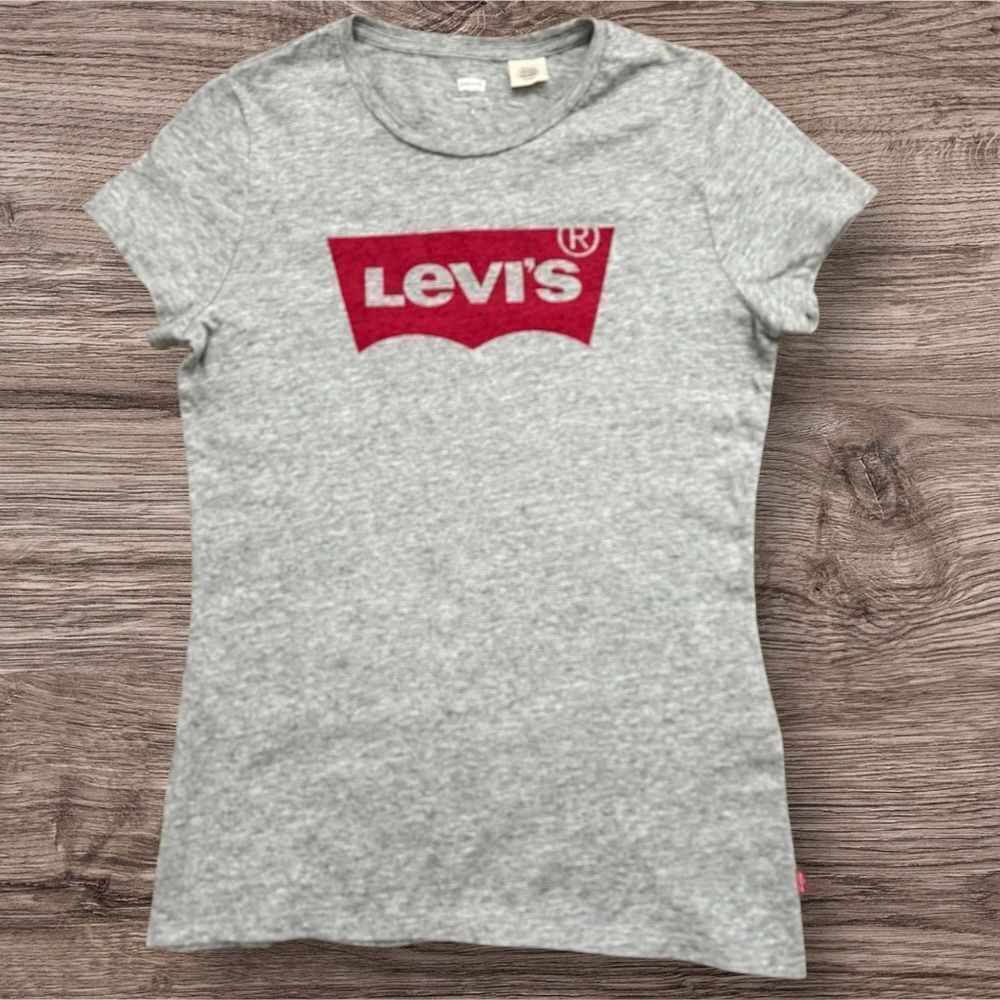 Levi’s Slim Crewneck Batwing Graphic Logo T-Shirt Grey Women's Size Small Small